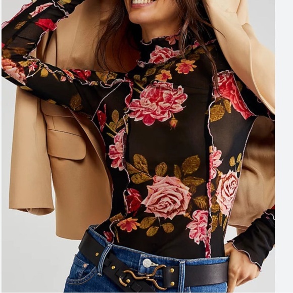 Free People Tops - Free People Charlie Printed Mesh Top NWT